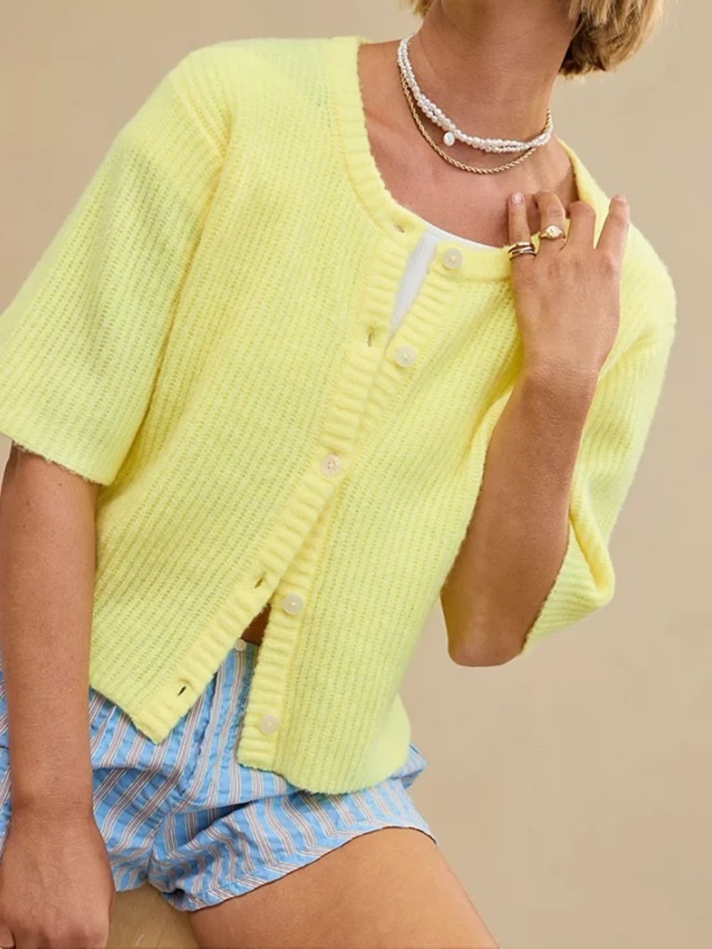 Aerie| unREAL 3/4 Sleeve Cardi (Yellow)